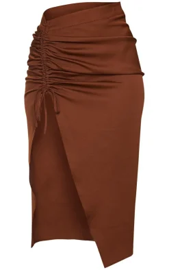 Woven Ruched Detail Midi Skirt-PrettyLittleThing Outlet