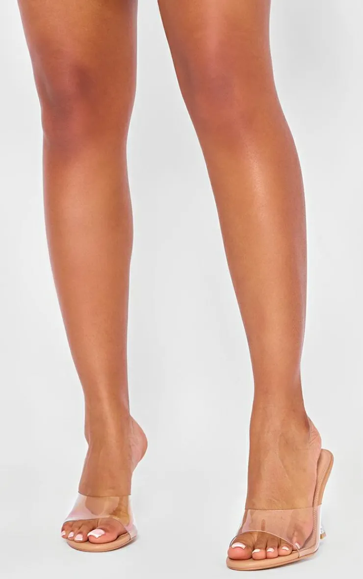 PrettyLittleThing Wide Fit Heels*Wide Fit PU Round Toe High Heeled Mules