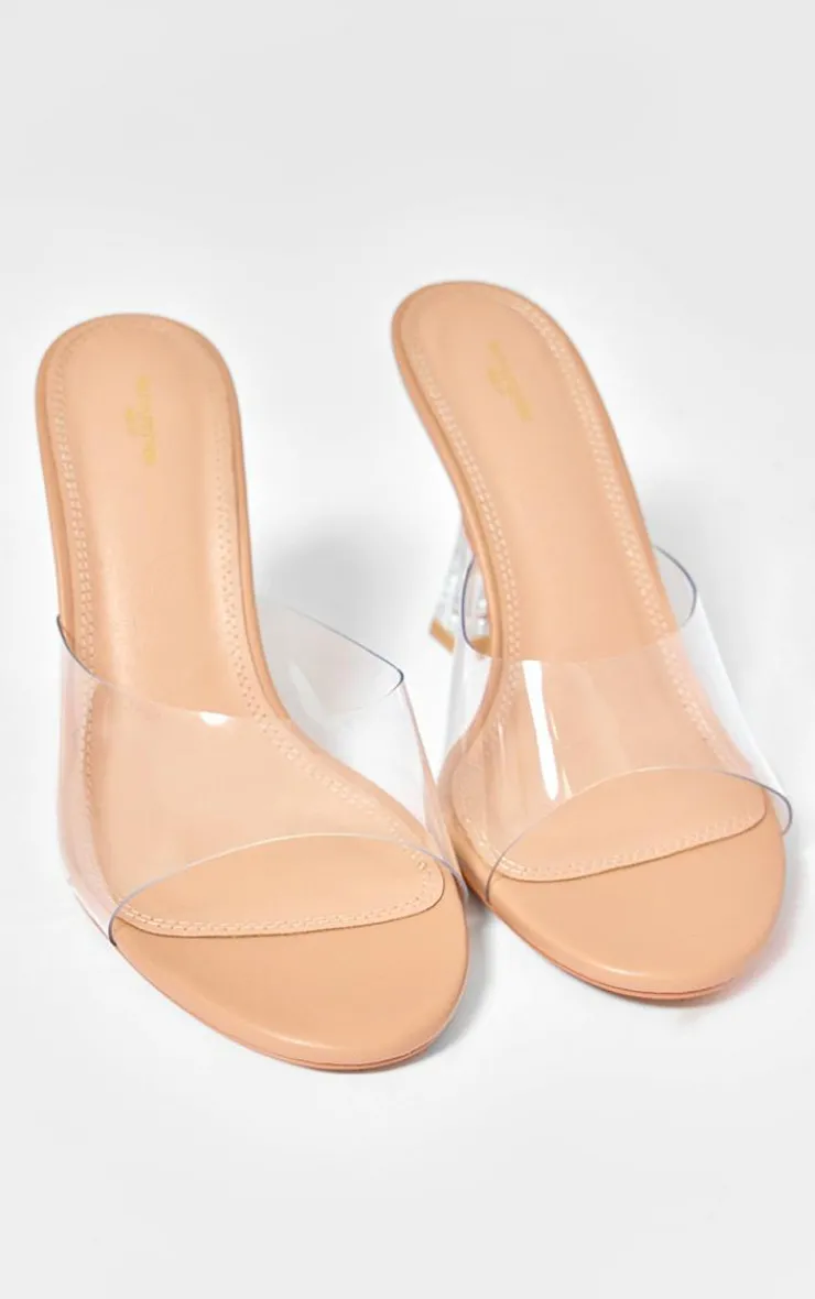 PrettyLittleThing Wide Fit Heels*Wide Fit PU Round Toe High Heeled Mules