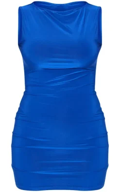Blue Slinky Square Bodycon Dress-PrettyLittleThing Discount