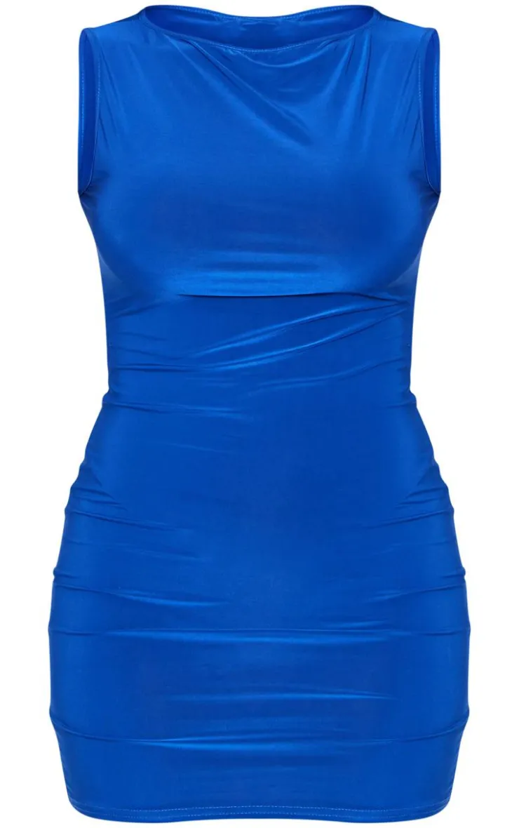 Blue Slinky Square Bodycon Dress-PrettyLittleThing Discount