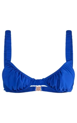 Cobalt Blue Ruched Underwired Bikini Top