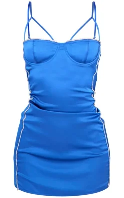 Diamante Trim Underwire Satin Bodycon Dress-PrettyLittleThing Sale