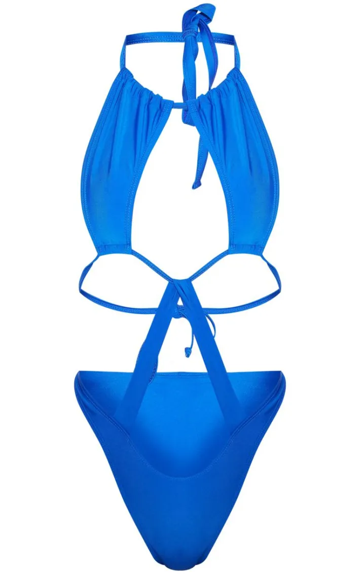Cobalt Halter Neck Cut Out Swimsuit