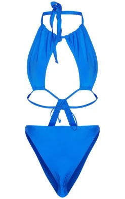 Cobalt Halter Neck Cut Out Swimsuit