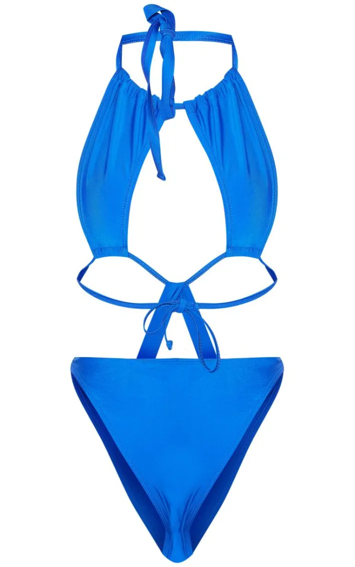 Cobalt Halter Neck Cut Out Swimsuit