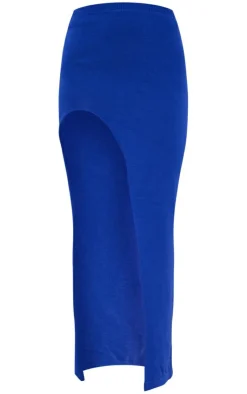 Clearance PrettyLittleThing Knit Extreme Split Maxi Skirt Cobalt