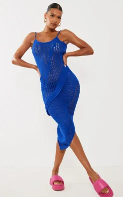 Open Knit Frill Detail Midi Dress-PrettyLittleThing Hot