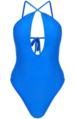 Cobalt Plunge Tie Back Swimsuit