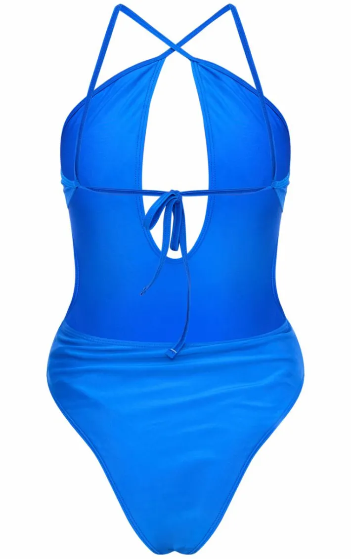 Cobalt Plunge Tie Back Swimsuit