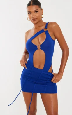 Best PrettyLittleThing Ring Cut Out Knit Bodysuit Cobalt