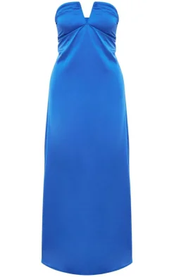 Satin V Bar Floaty Bandeau Maxi Dress-PrettyLittleThing New
