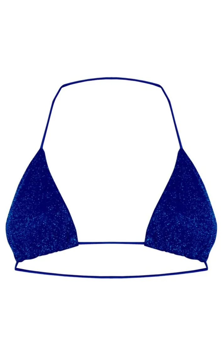 Cobalt Triangle Glitter Bikini Top