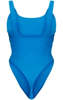 Cobalt Twist Detail High Leg Swimsuit