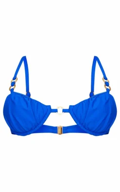 Cobalt Underwired Ruched O Ring Bikini Top