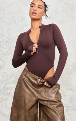 PrettyLittleThing Snatched*Contour Zip Up High Neck Bodysuit