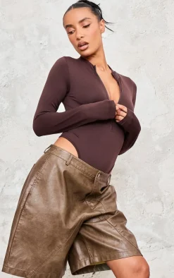 PrettyLittleThing Snatched*Contour Zip Up High Neck Bodysuit