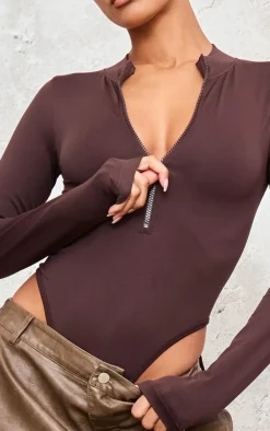 PrettyLittleThing Snatched*Contour Zip Up High Neck Bodysuit
