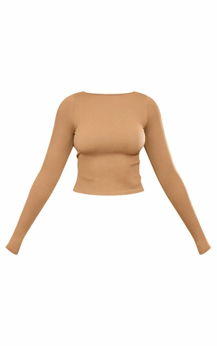 PrettyLittleThing Snatched*Snatched Rib Back Detail Long Sleeve Top