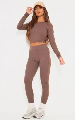 New PrettyLittleThing Snatched Sculpt Leggings Coffee