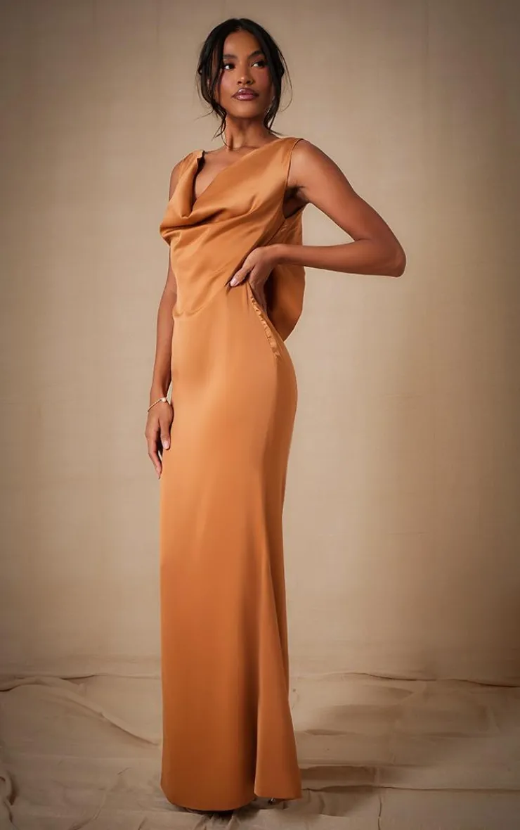 Bridesmaid Satin Cowl Neck Maxi Dress-PrettyLittleThing Discount