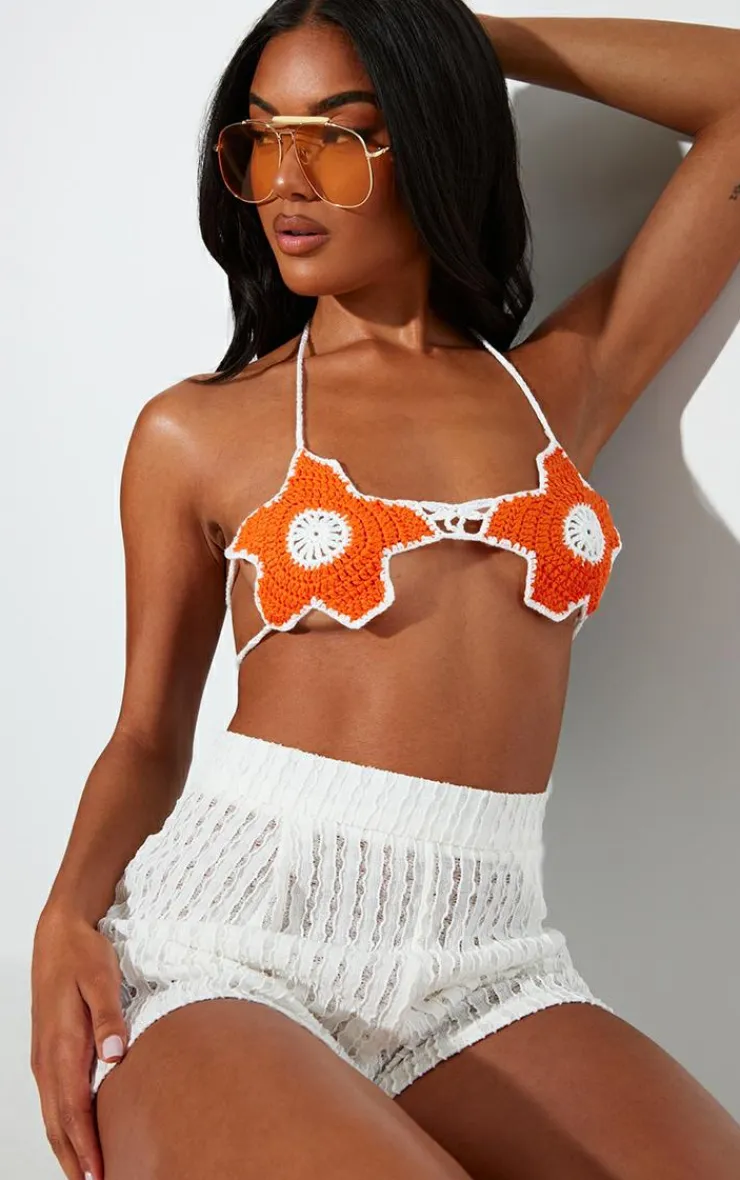 PrettyLittleThing Bralets*Floral Crochet Knit Bralet