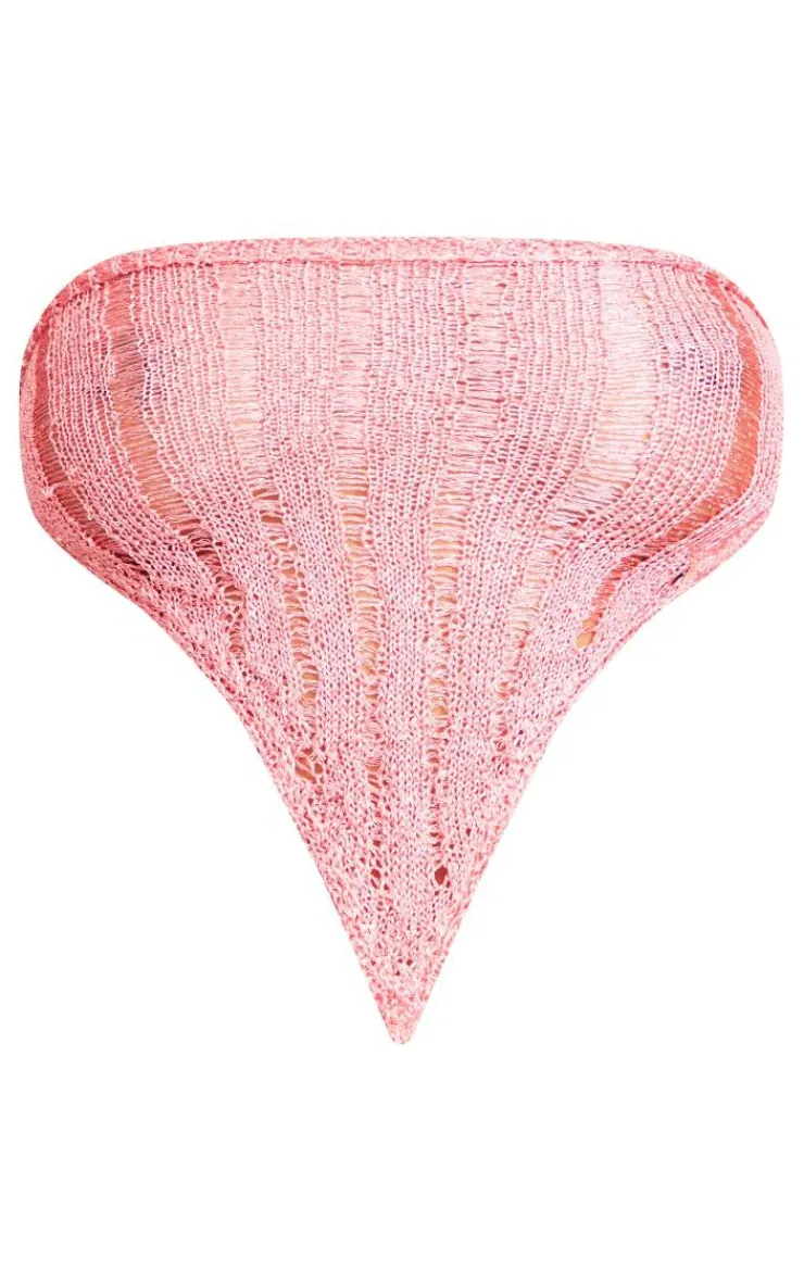New PrettyLittleThing Sequin Knit Scarf Top Coral