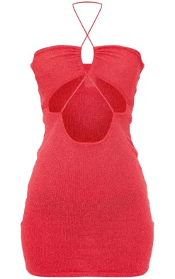 Towel Knit Cross Front Mini Dress-PrettyLittleThing Outlet