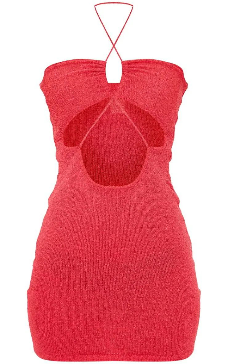 Towel Knit Cross Front Mini Dress-PrettyLittleThing Outlet