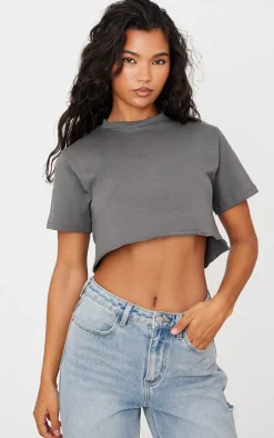 PrettyLittleThing T-Shirts*Cotton Oversized Crop T-Shirt