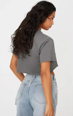 PrettyLittleThing T-Shirts*Cotton Oversized Crop T-Shirt