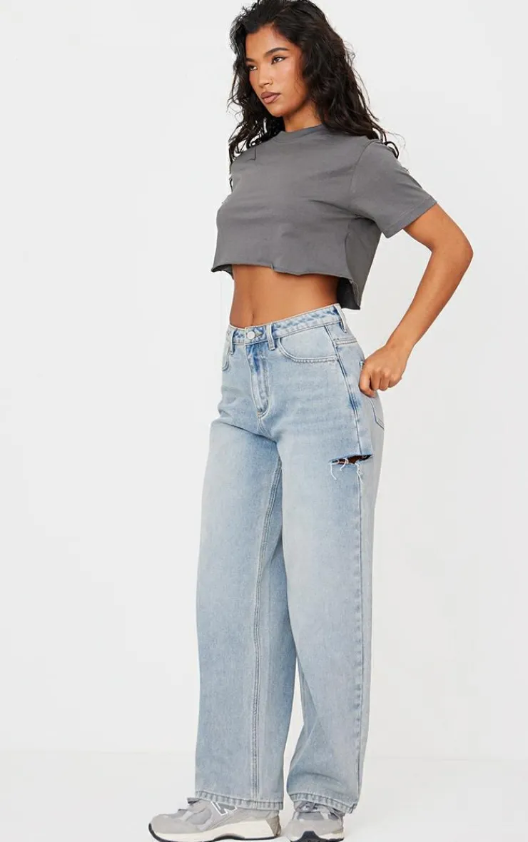 PrettyLittleThing T-Shirts*Cotton Oversized Crop T-Shirt