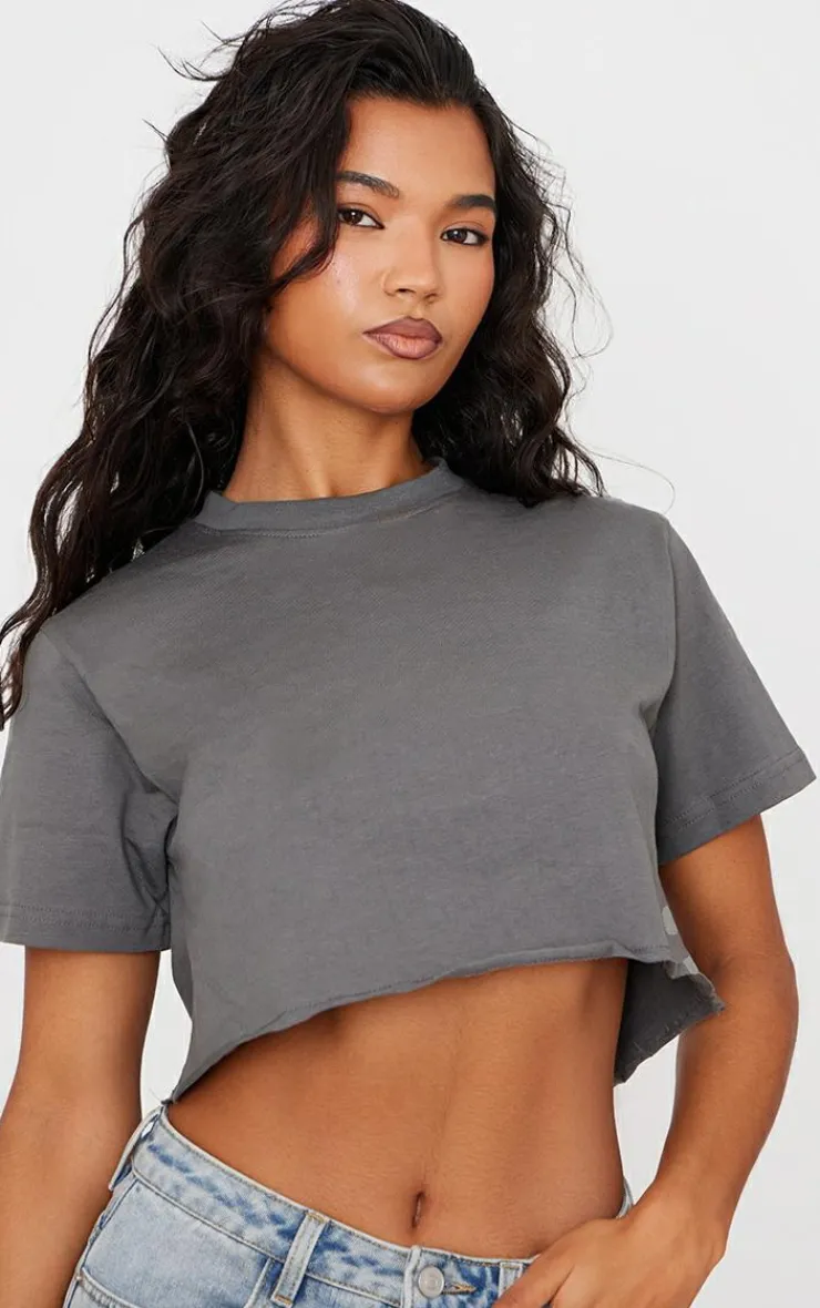 PrettyLittleThing T-Shirts*Cotton Oversized Crop T-Shirt