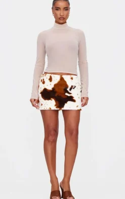 Cow Print Faux Fur Micro Mini Skirt-PrettyLittleThing Outlet