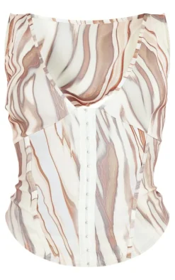 PrettyLittleThing Corsets*Animal Print Stretch Woven Plunge Hook And Eye Corset Top