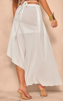 Cream Asymmetric Wrap Over Midaxi Skirt