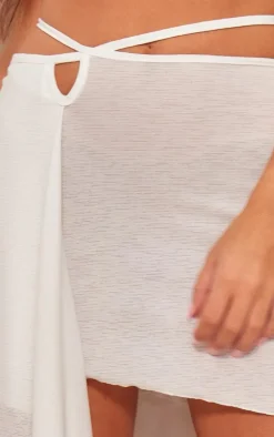 Cream Asymmetric Wrap Over Midaxi Skirt