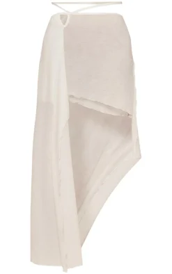 Cream Asymmetric Wrap Over Midaxi Skirt