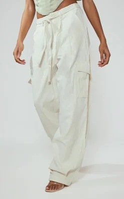 Cream Baggy Low Rise 90's Cargo Pants