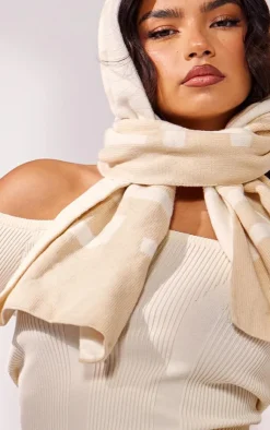 PrettyLittleThing Bardot Rib Knit Long Sleeve Top Cream
