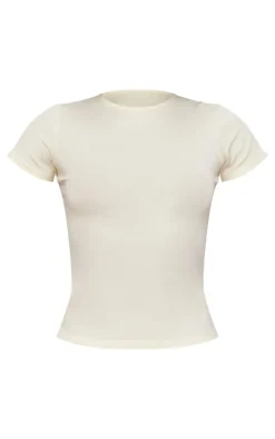 PrettyLittleThing T-Shirts*Basic Cotton Blend Fitted Crew Neck T Shirt