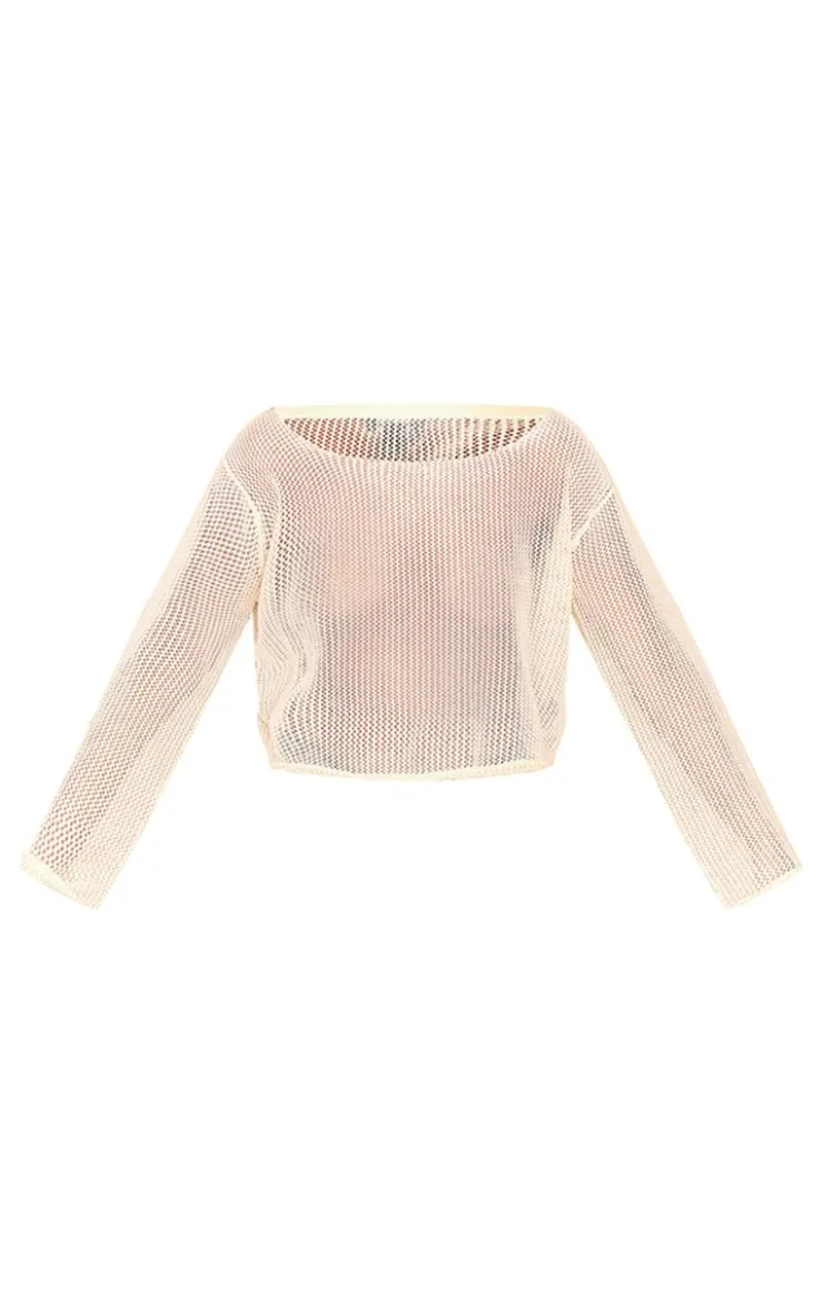 PrettyLittleThing T-Shirts*Basic Crochet Knit Long Sleeve T Shirt