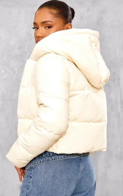 PrettyLittleThing Puffer Jackets*Basic Hooded Zip Up Cropped Puffer Jacket