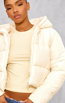 PrettyLittleThing Puffer Jackets*Basic Hooded Zip Up Cropped Puffer Jacket