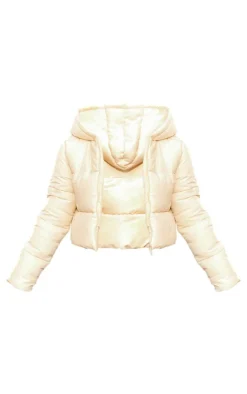 PrettyLittleThing Puffer Jackets*Basic Hooded Zip Up Cropped Puffer Jacket