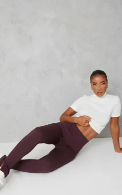 PrettyLittleThing Basic Tops*Basic Rib High Neck Short Sleeve Crop Top