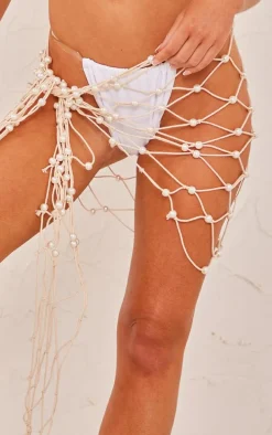 Cream Bead Detail Beach Sarong