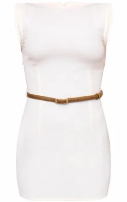 Belted Boat Neck Mini Dress-PrettyLittleThing Clearance