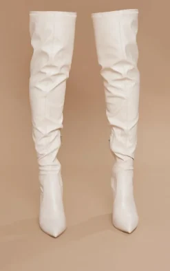 PrettyLittleThing High Heels*Block Heel PU Thigh High Boots