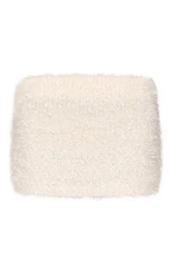 PrettyLittleThing Bobble Eyelash Knit Mini Skirt Cream
